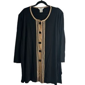 Misook button down sweater cardigan size 3x black gold